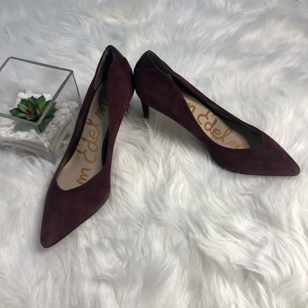Sam Edelman Suede Pointed Toe Heels Burgundy